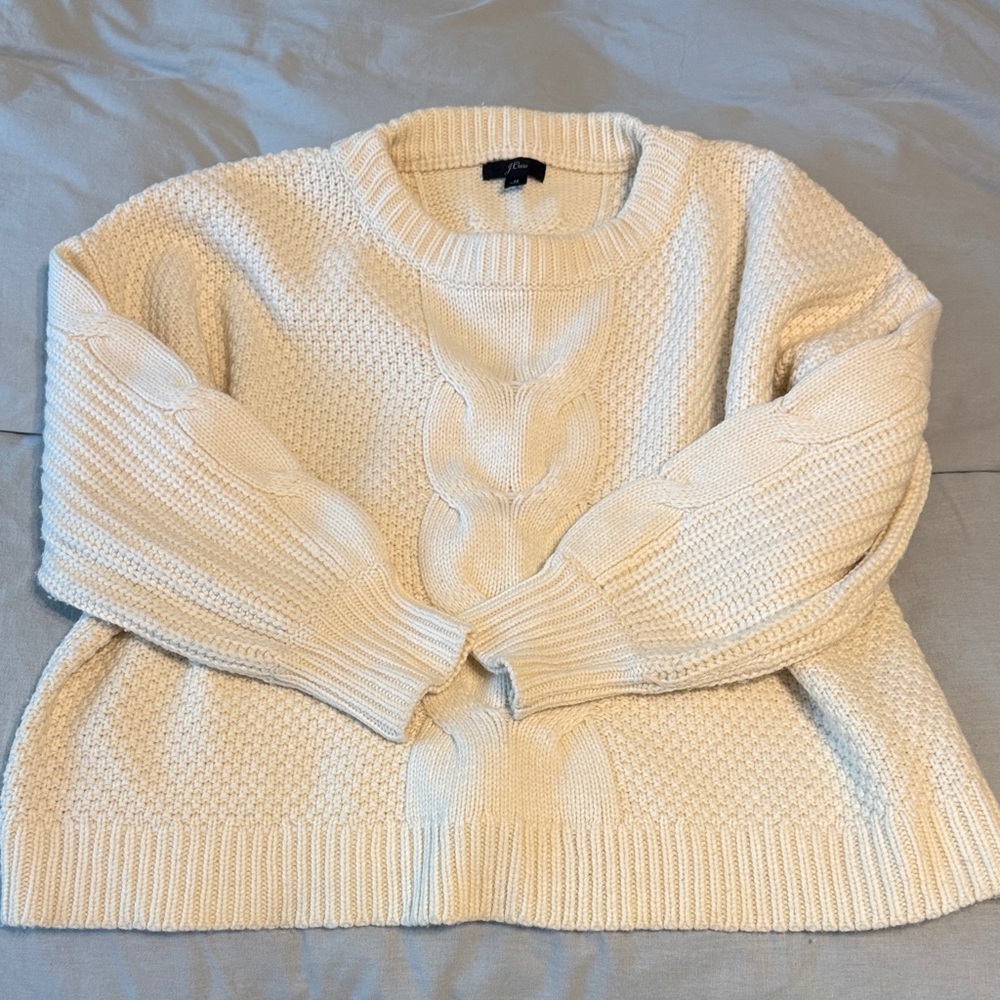 J. Crew Cream Cable Knit Sweater